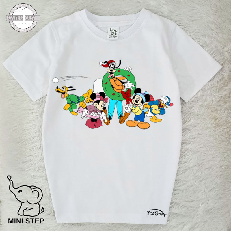 mickey with team CHRISTMAS Printed Kids’ T-Shirts