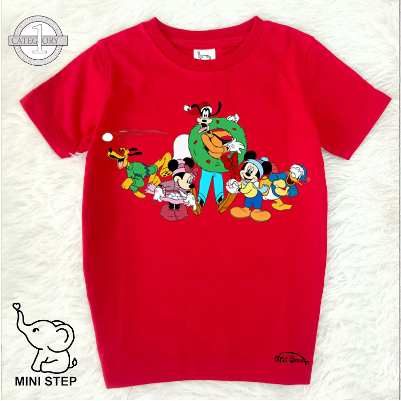 mickey with team CHRISTMAS Printed Kids’ T-Shirts