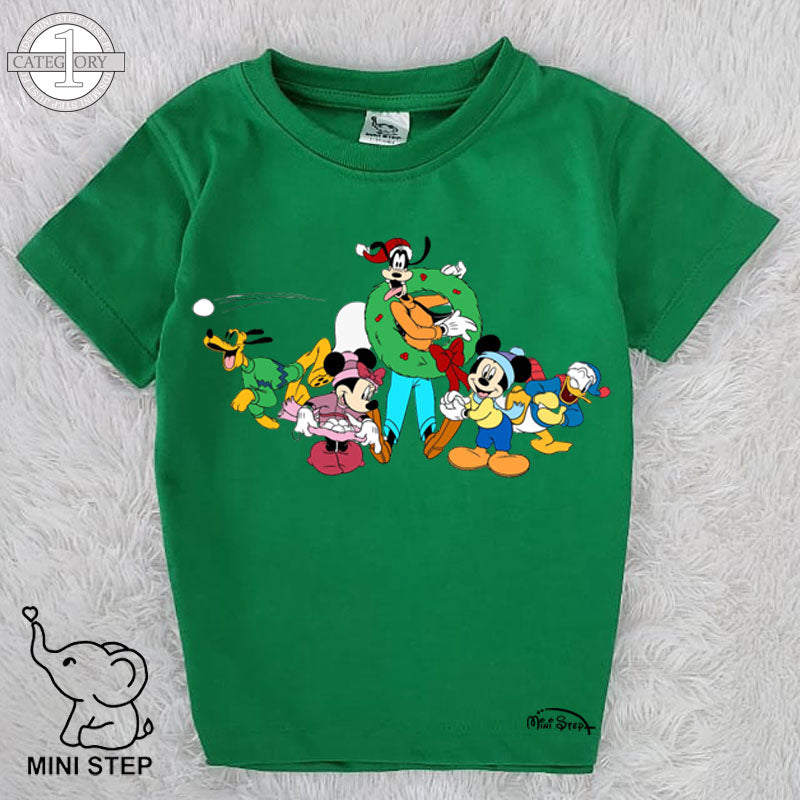 mickey with team CHRISTMAS Printed Kids’ T-Shirts