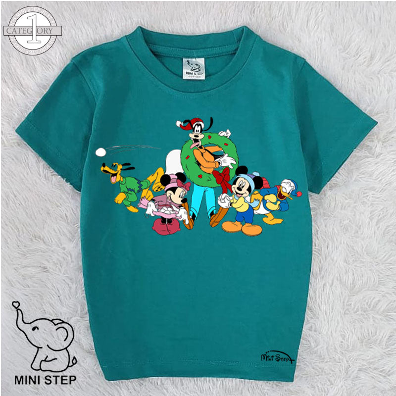 mickey with team CHRISTMAS Printed Kids’ T-Shirts