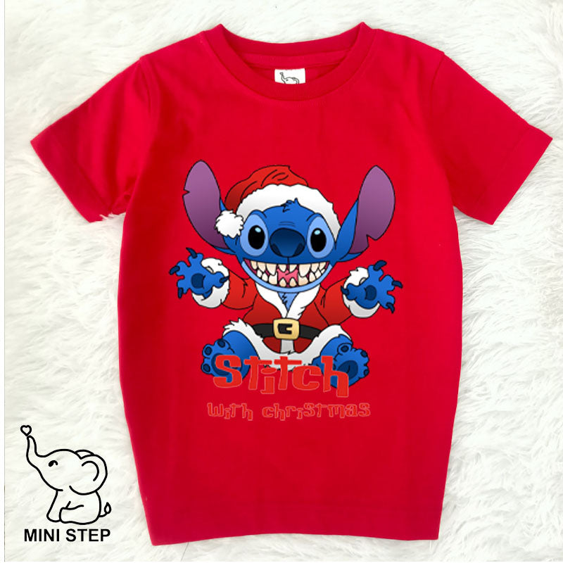 stitch CHRISTMAS Printed Kids’ T-Shirts