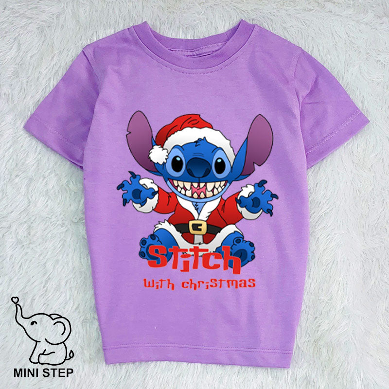 stitch CHRISTMAS Printed Kids’ T-Shirts