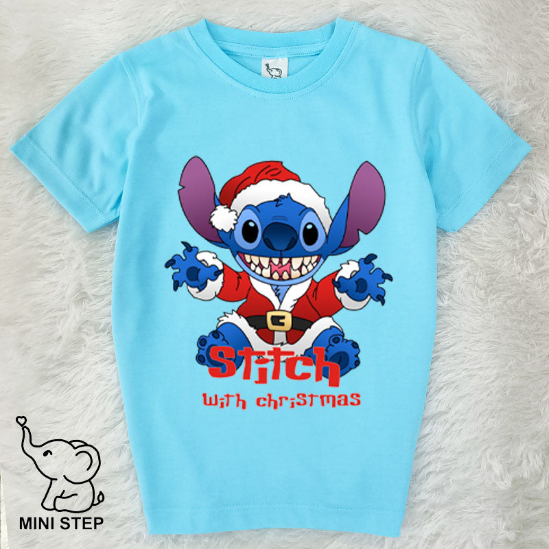 stitch CHRISTMAS Printed Kids’ T-Shirts