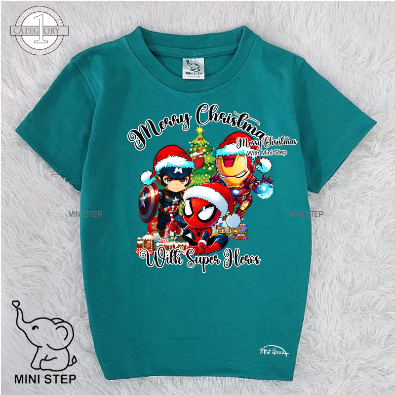 SUPER HERO CHRISTMAS Printed Kids’ T-Shirts