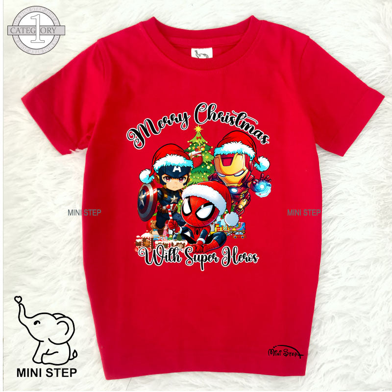 SUPER HERO CHRISTMAS Printed Kids’ T-Shirts