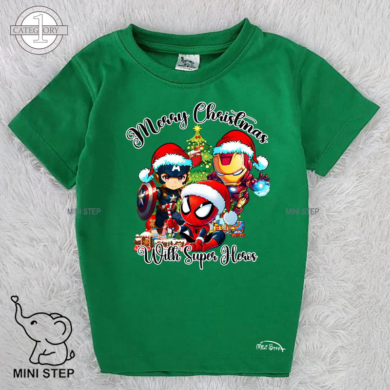 SUPER HERO CHRISTMAS Printed Kids’ T-Shirts