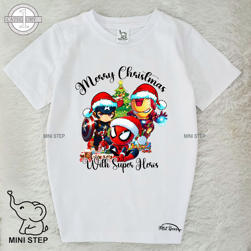 SUPER HERO CHRISTMAS Printed Kids’ T-Shirts
